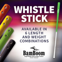 Available in 6 length and weight combinations | BamBoom Golf Whistle Stick Swing Trainer
